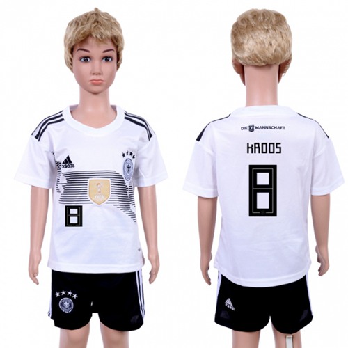Germany #8 Kroos White Home Kid Soccer Country Jersey - Click Image to Close